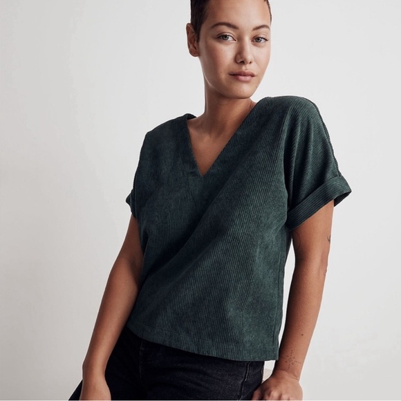 Madewell Tops - Madewell Corduroy V Neck Top with Back Button Detail